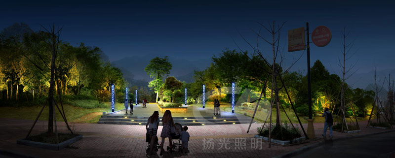 園林廣場(chǎng)夜景照明設計效果圖一