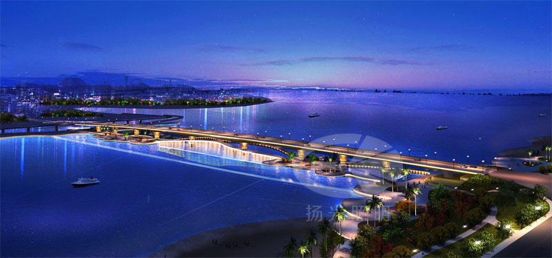橋梁夜景亮化設計鳥(niǎo)瞰圖