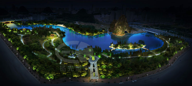 公園夜景燈光設計鳥(niǎo)瞰圖